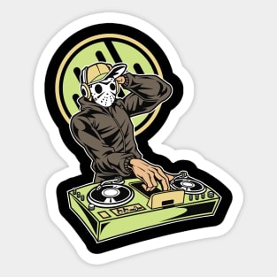 Masked DJ playing on party Sticker